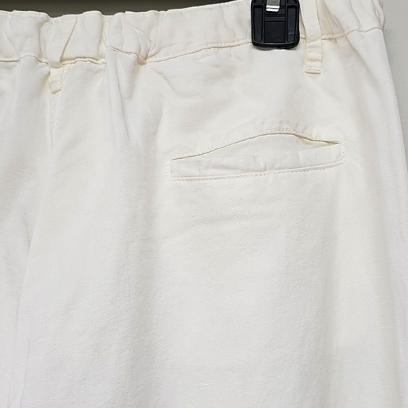 Eileen Fisher White Linen Blend Ankle Joggers Size M, Drawstring Waist, Pockets - Picture 8 of 13